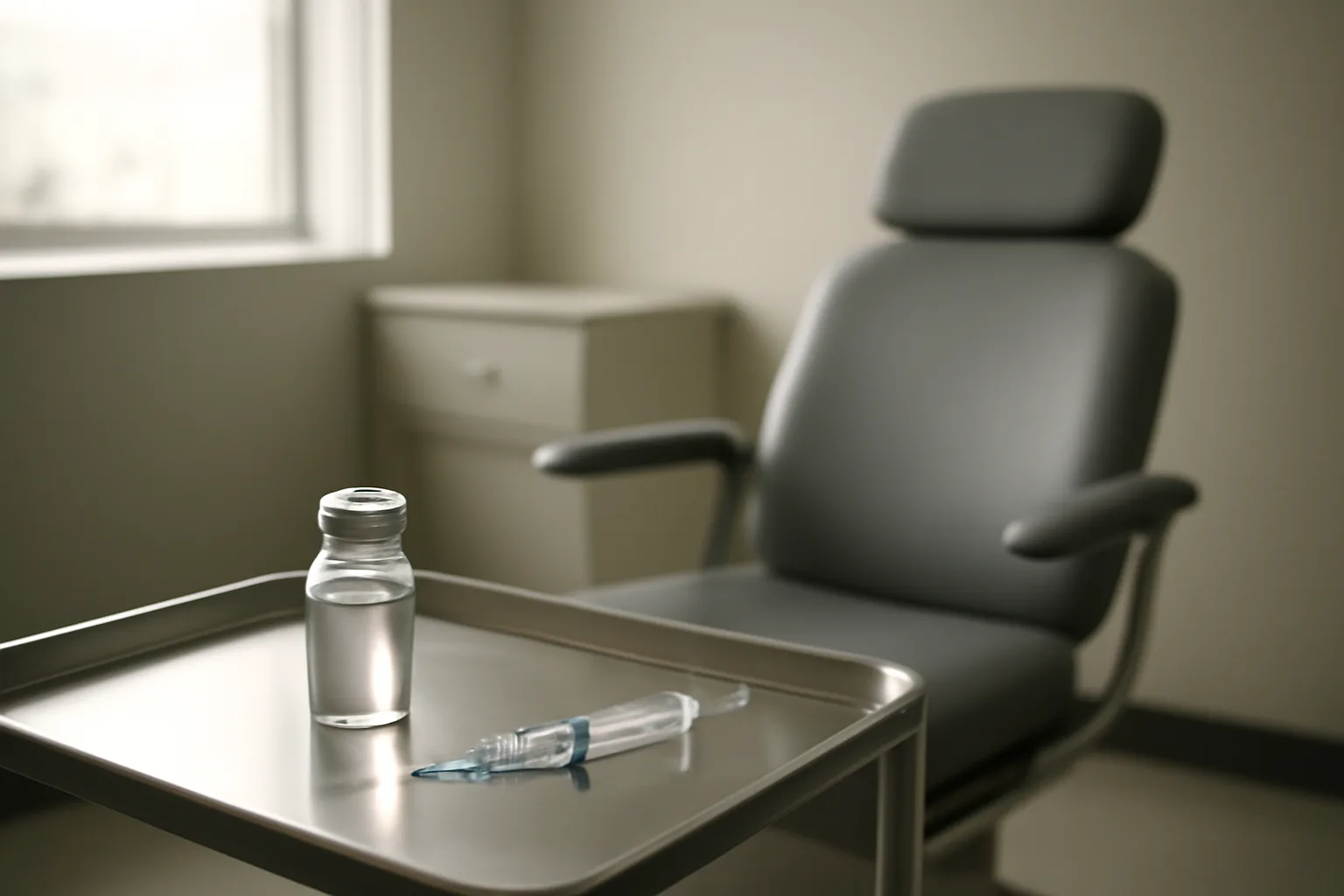 Exam room tray with vial and syringe, representing tirzepatide myths vs facts