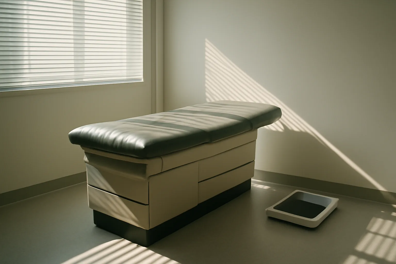 Empty clinical exam room with scale, representing tirzepatide success rate research