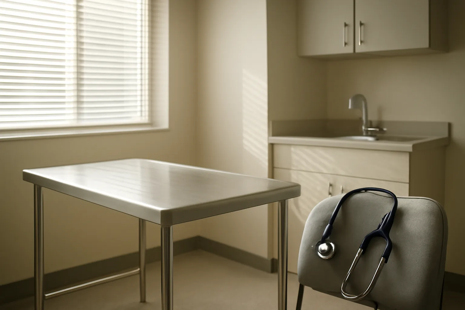 Empty sunlit clinical exam room representing questions about tirzepatide FDA approval