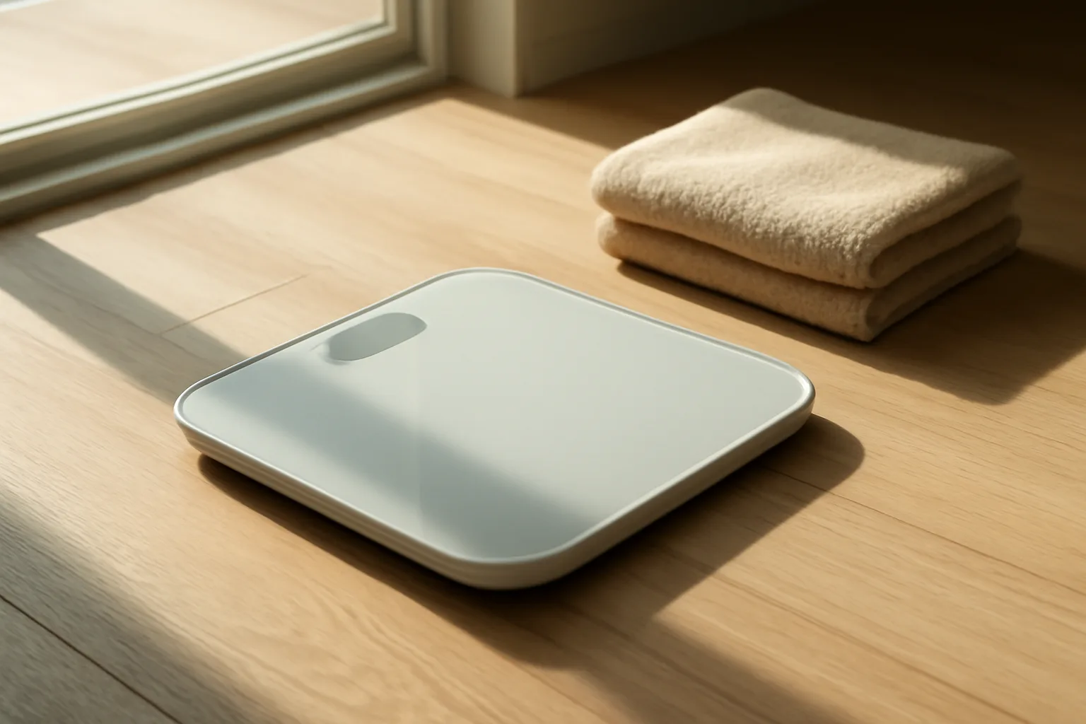 Bathroom scale in morning light, symbolizing weight tracking after stopping tirzepatide