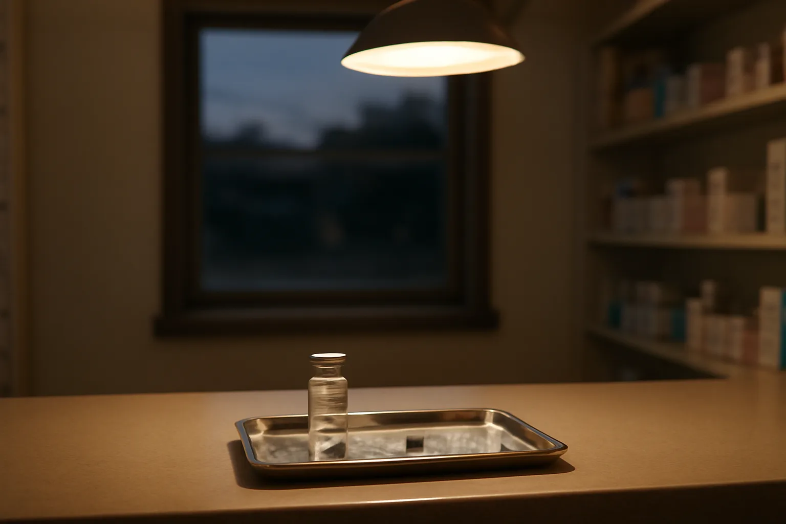Pharmacy counter with vial and syringe illustrating tirzepatide price without insurance